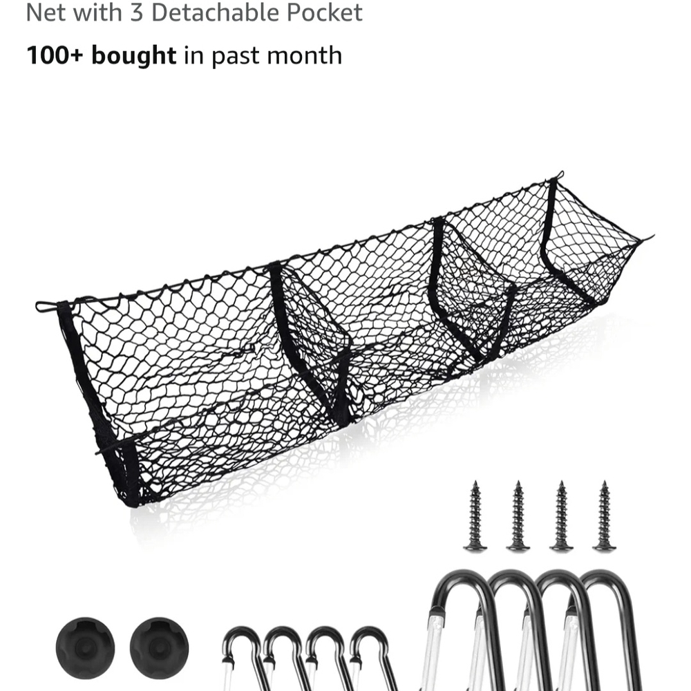 Black Car Trunk Organizer Net with Hooks